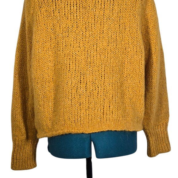 Zara Mohair Blend Chunky Knit Sweater Mustard Yellow Gold Pullover Small - Picture 8 of 9